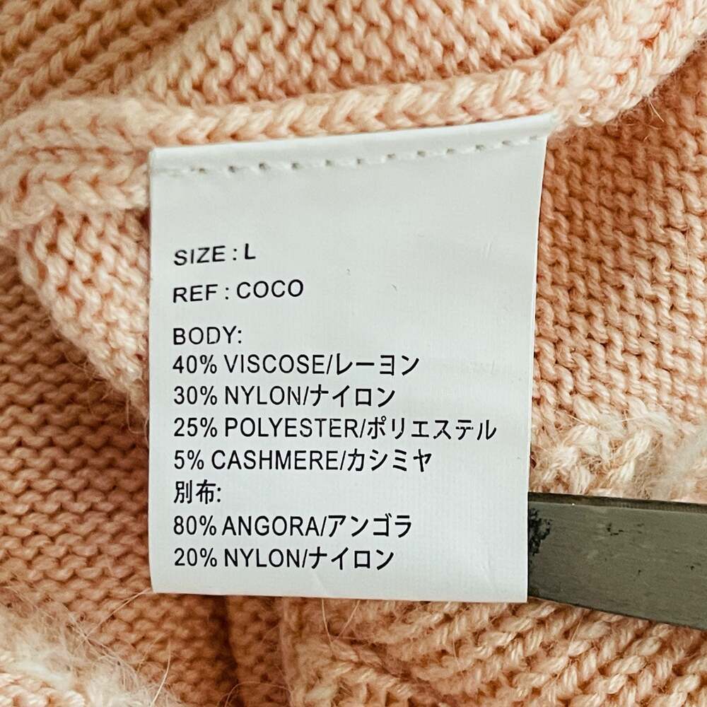 Tequila Solo Coco Heart Pattern Knit Pullover Sweater Peach Pink Size L