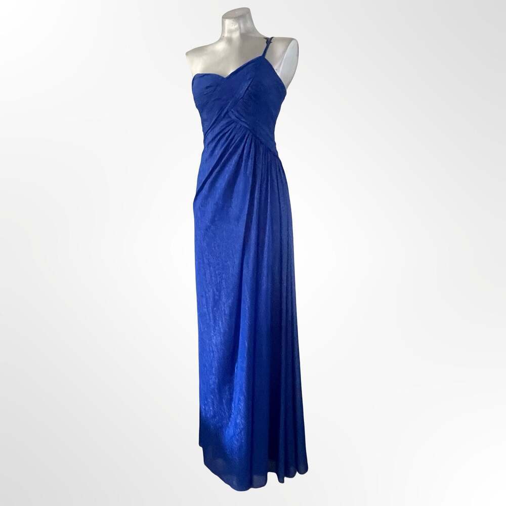 Aqua Women's Royal Blue Shimmering Ruched One-Shoulder Formal Gown