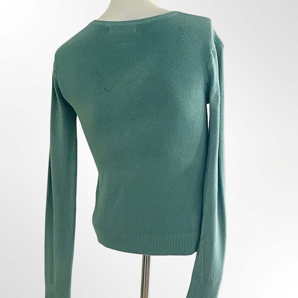 Weihong Green V-Neck Button-Up Knit Cardigan Sweater Size S/M