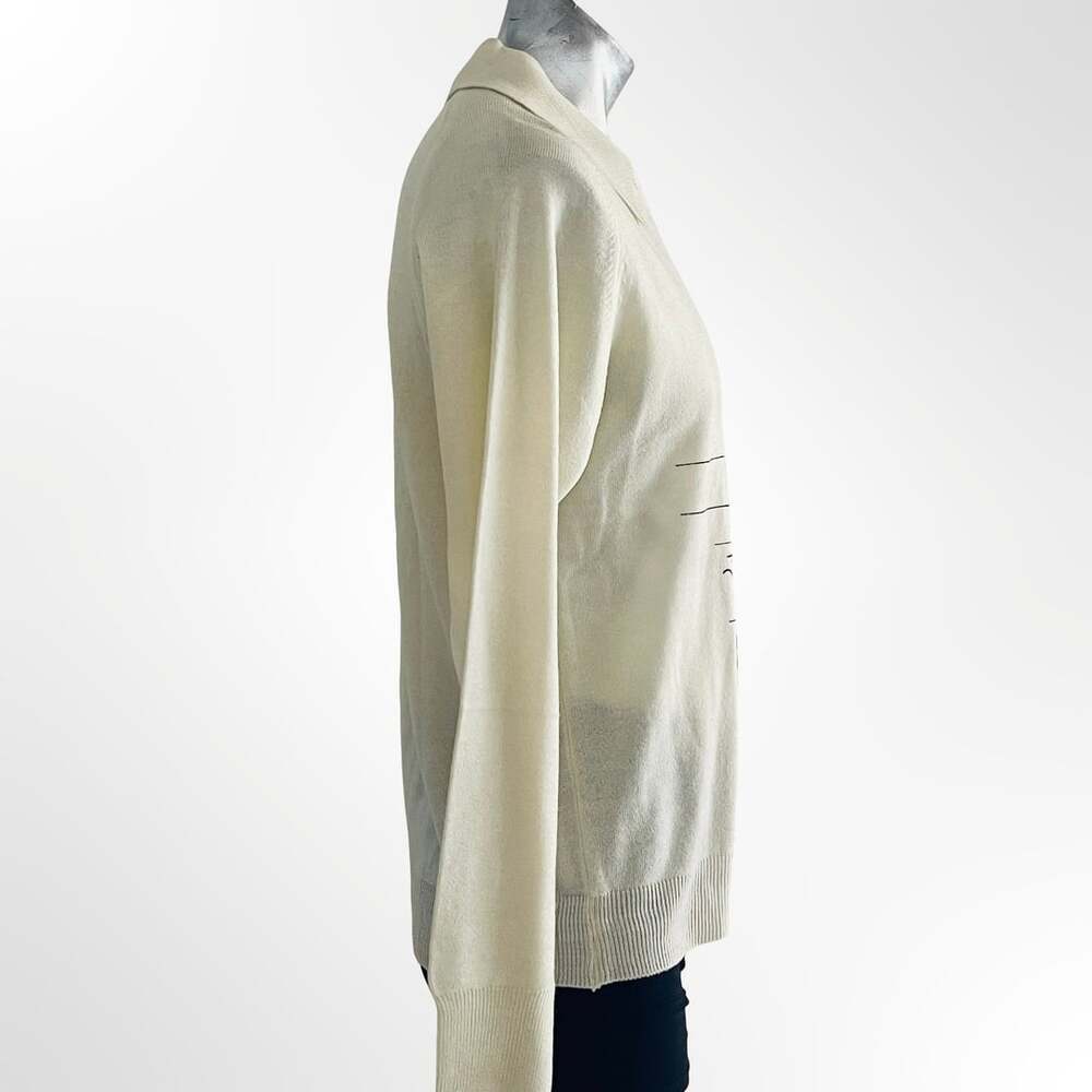 Vintage Raffini Linea Uomo Cream V-Neck Sweater w Art Deco Graphic