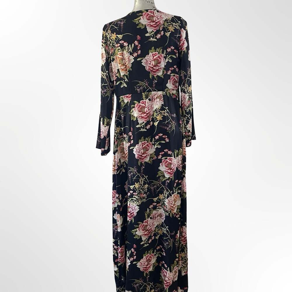 ASOS Black Floral Long Sleeve Tie-Front kimono