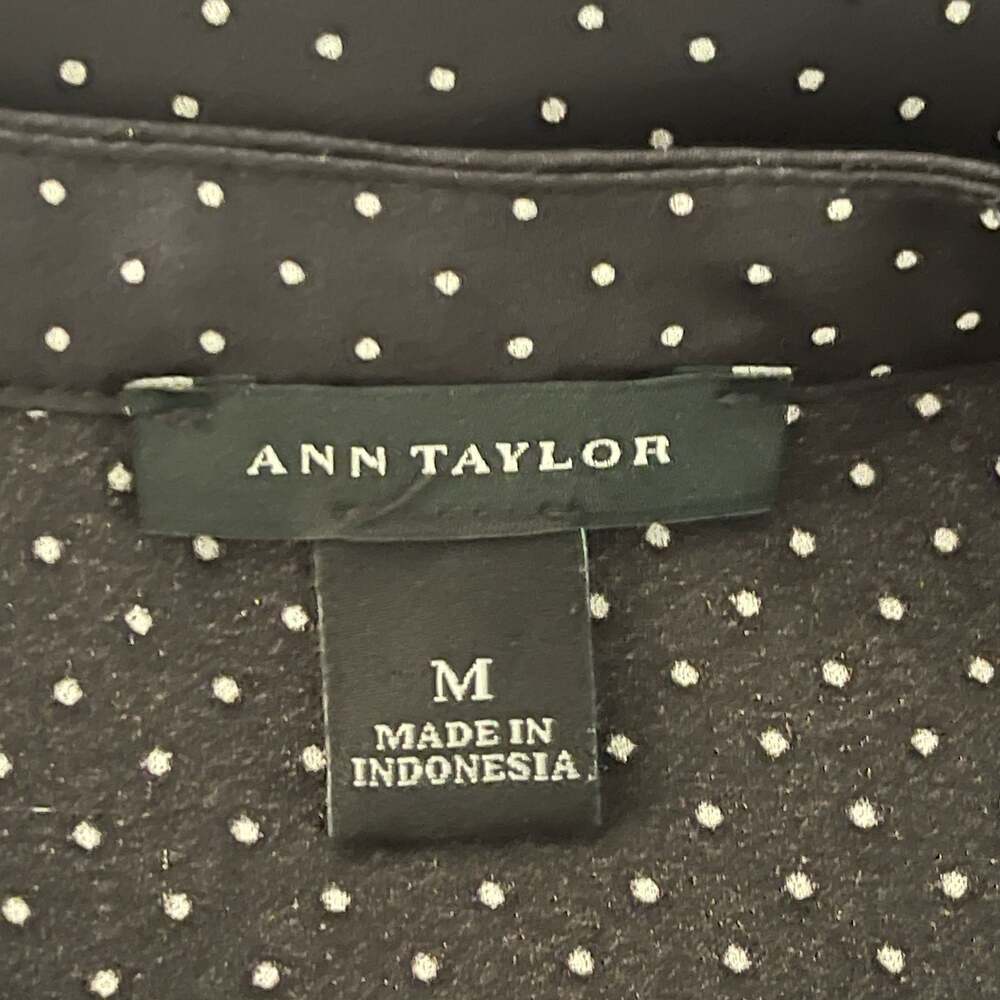 Ann Taylor Black Polka Dot Sleeveless V-Neck Blouse