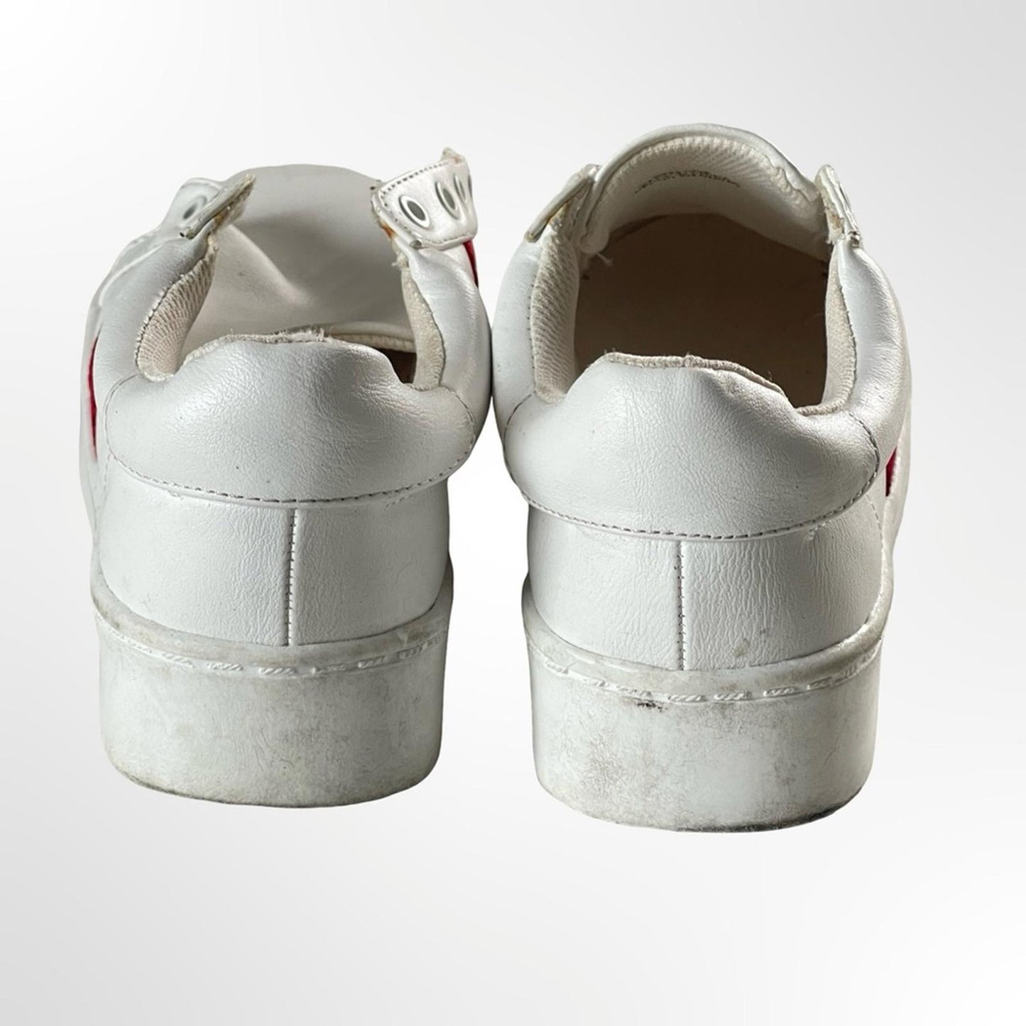Forever 21 White Sneakers with Red Stripe in size 6