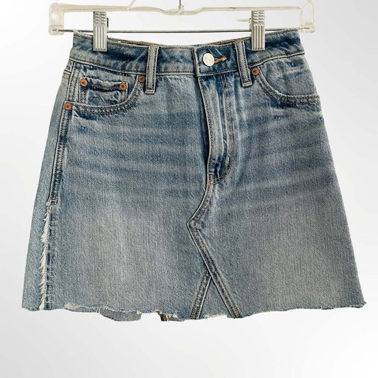 American Eagle High-Rise Distressed Denim Mini Skirt Size 00