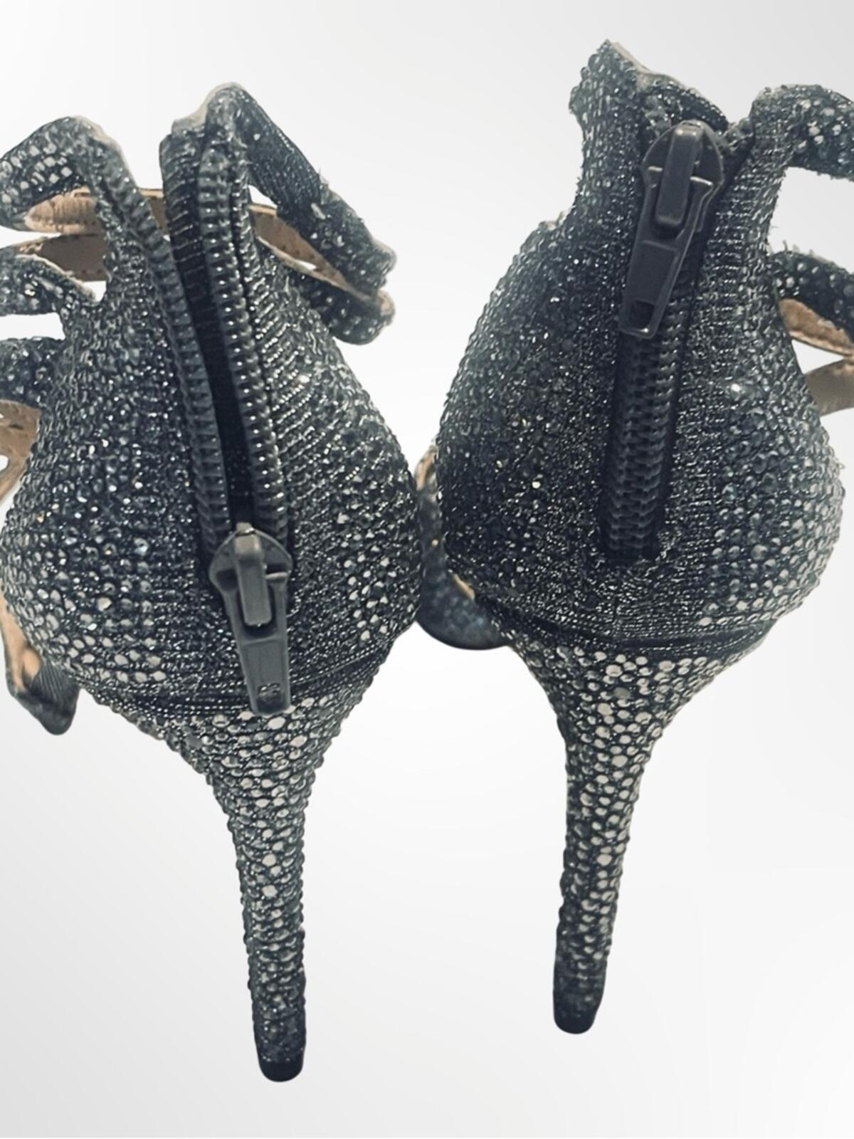 INC International Concepts Black Crystal Strappy Pointed-Toe Stilettos