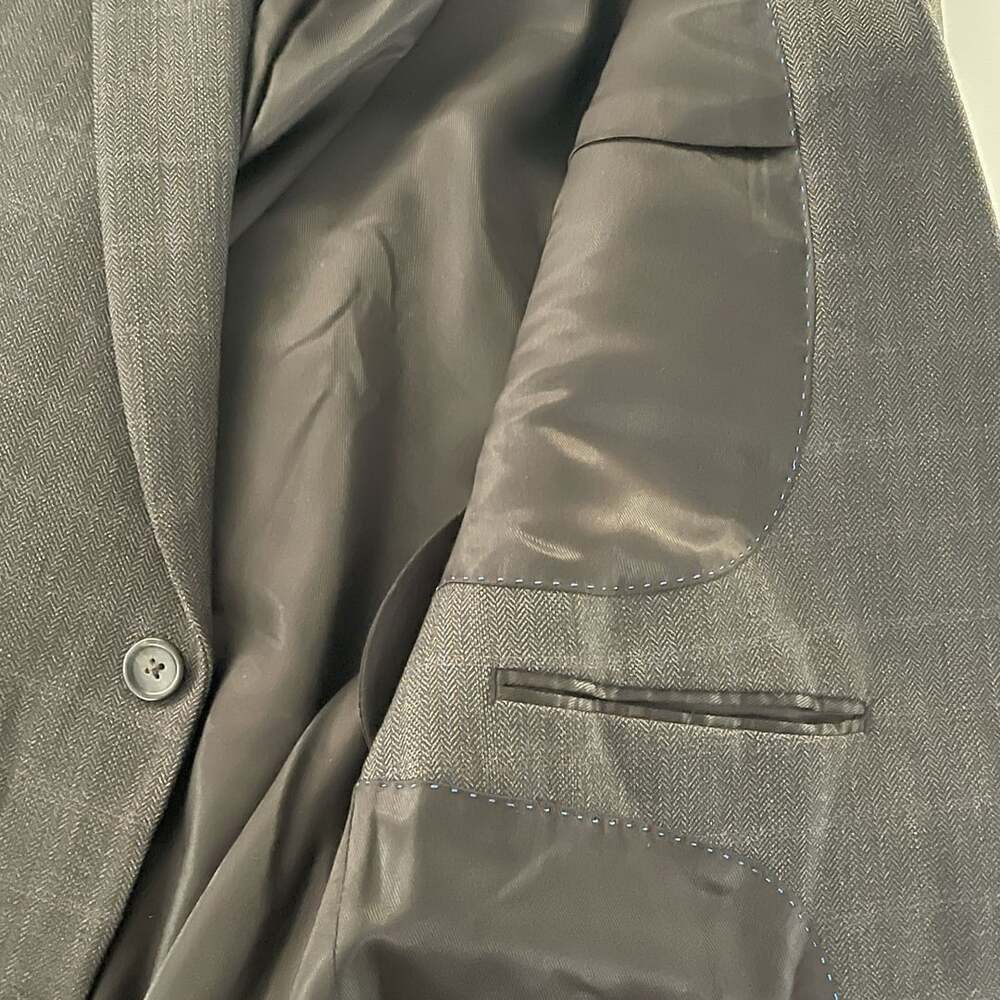 Pronto Uomo Platinum Charcoal Grey Herringbone Two Button Sport Coat Blazer XXL