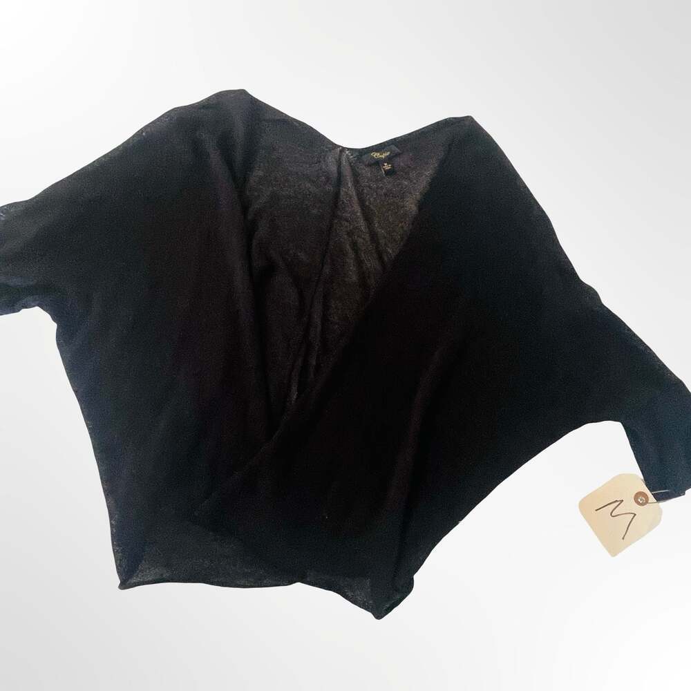 Black Open Front 3/4 Sleeve Knit Cardigan Shrug Size M