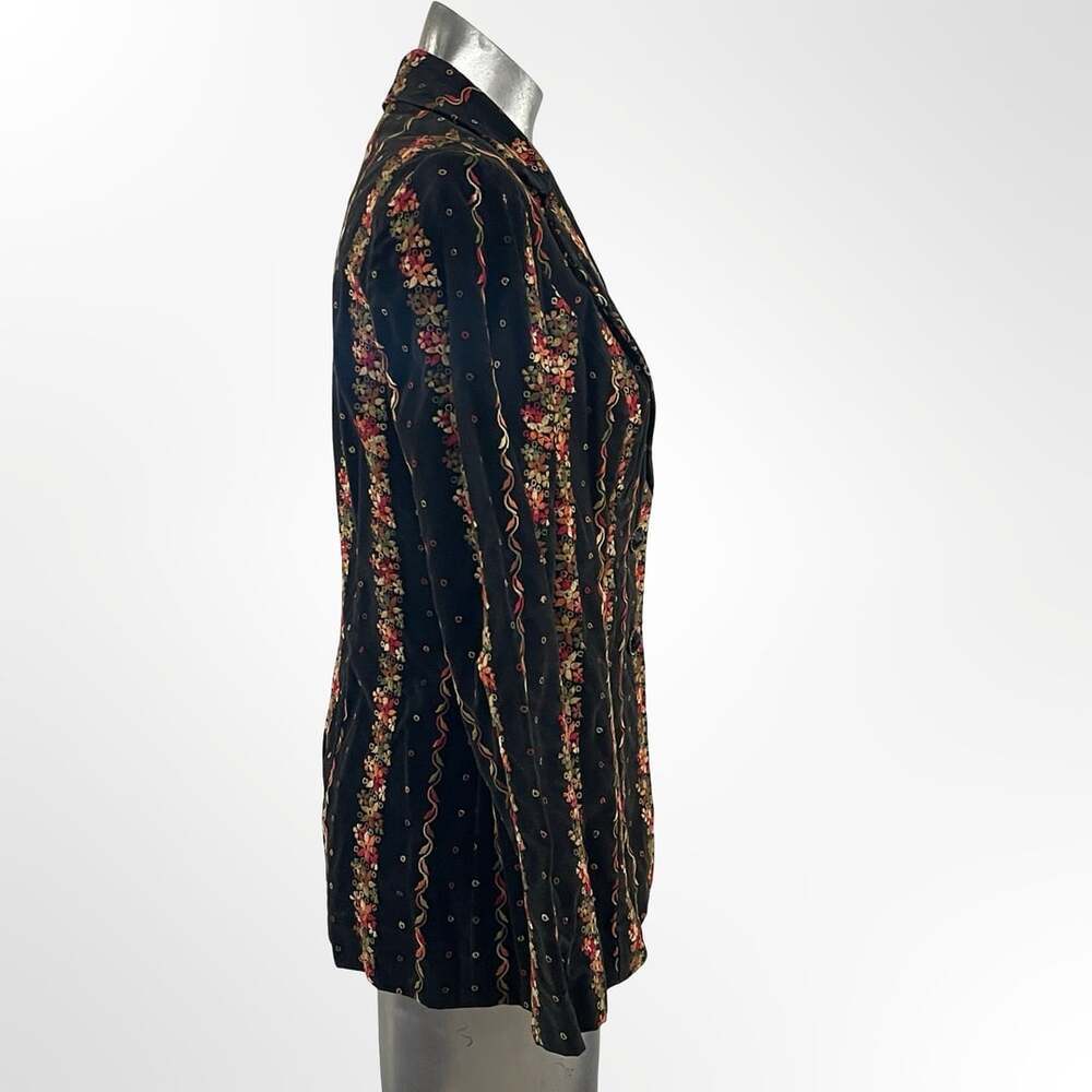 Vintage Black Velvet Floral Embroidered Sequin Blazer Jacket