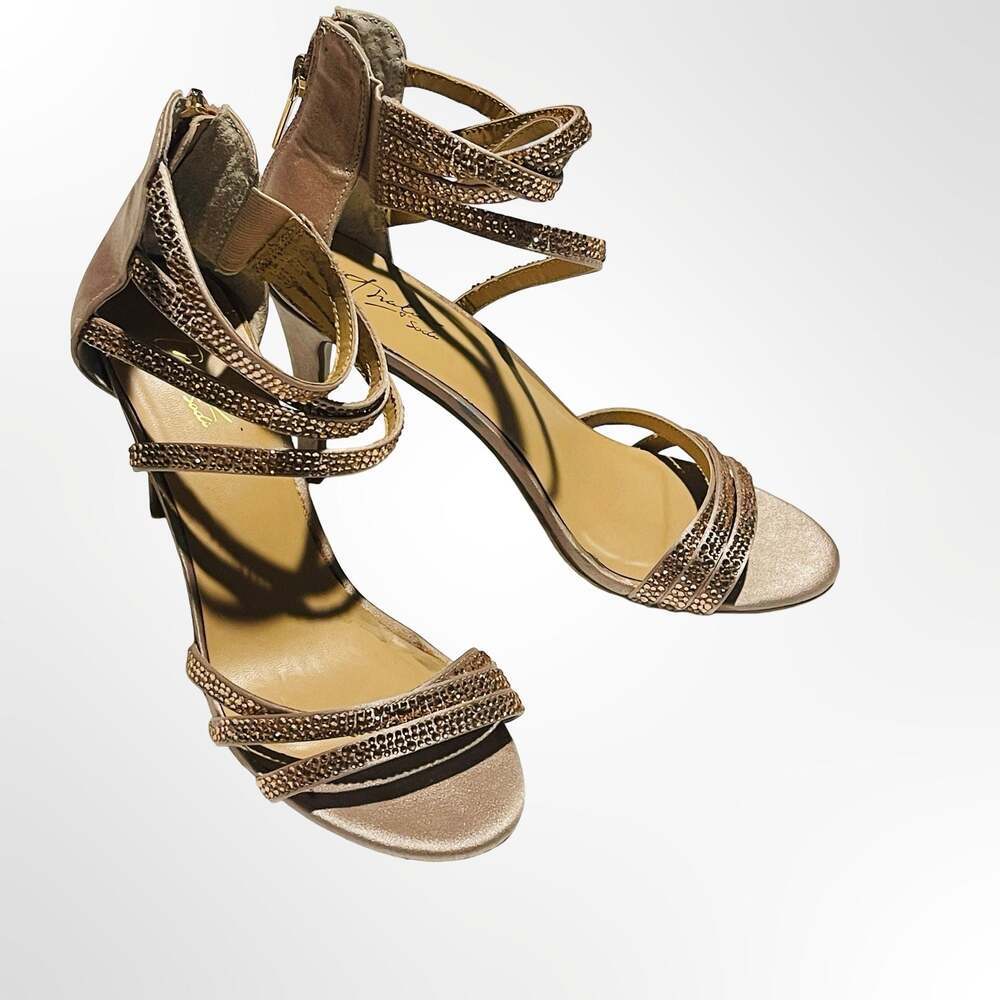 Thalia Sodi Women's Strappy Rhinestone Satin Stiletto Sandals