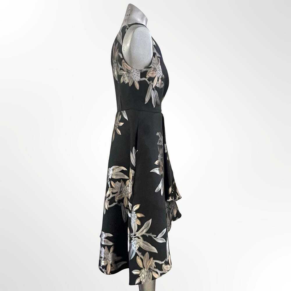 Adrianna Papell Women's Sleeveless Floral Jacquard High-Low Cocktail Dress