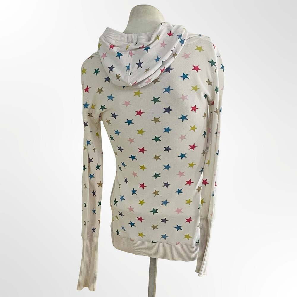 SayWhat Colorful Star Print Cotton Knit Hoodie Sweater Size S