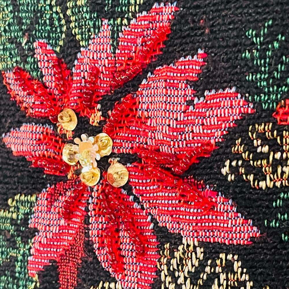 Tudor Court by Haband Poinsettia Tapestry Button-Down Jacket