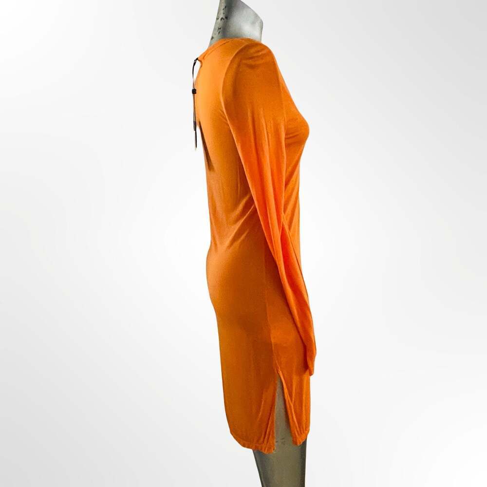 BCBGMAXAZRIA KNY6B574-8J2 Knit Dress Jersey Orange Persimmon Long Sleeve Size S