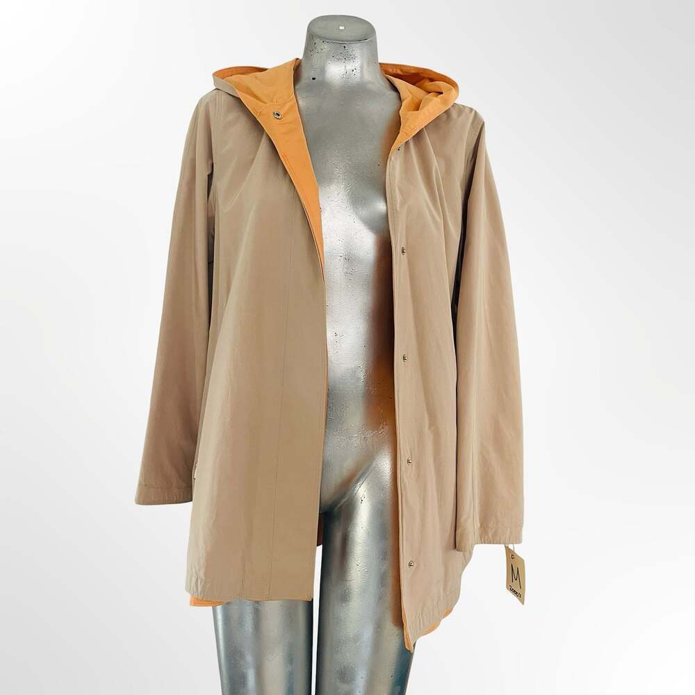 Reversible Hooded Rain Jacket, Beige and Orange