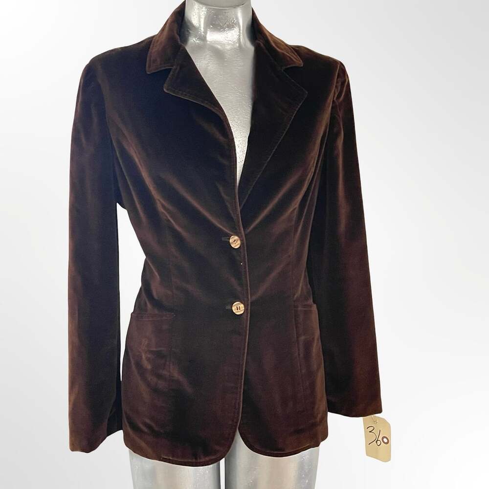Multiple Choice Vintage Brown Velvet Blazer Jacket with Peak Lapels