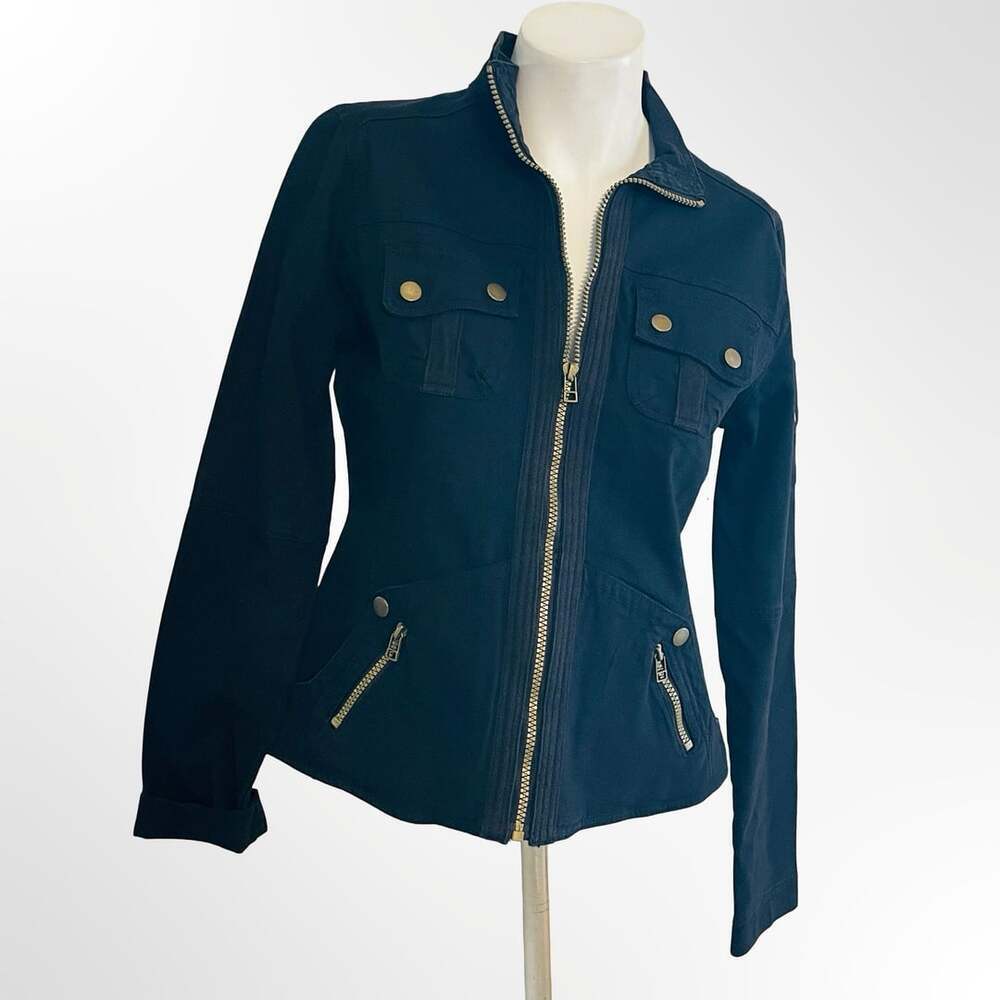 Seshimi Navy Blue Utility Field Jacket with Gold Hardware Size S