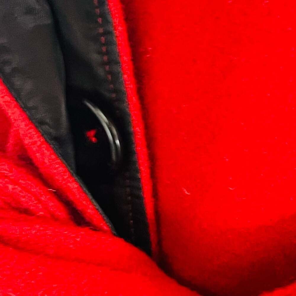 Vintage Red Wool Belted Long Trench Coat