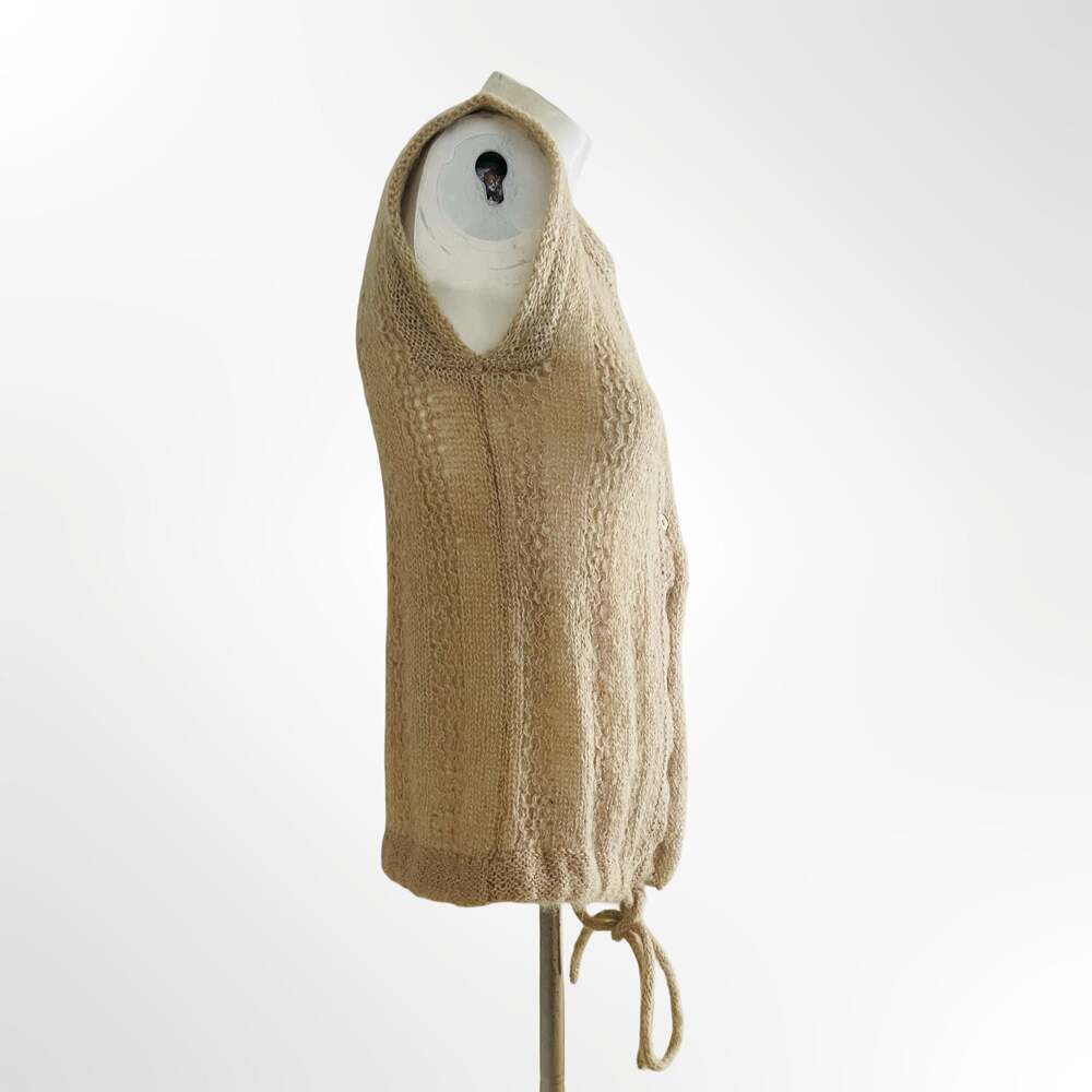 Vintage Joan Leslie by Kasper Knit Sleeveless Cardigan Vest Sweater Beige