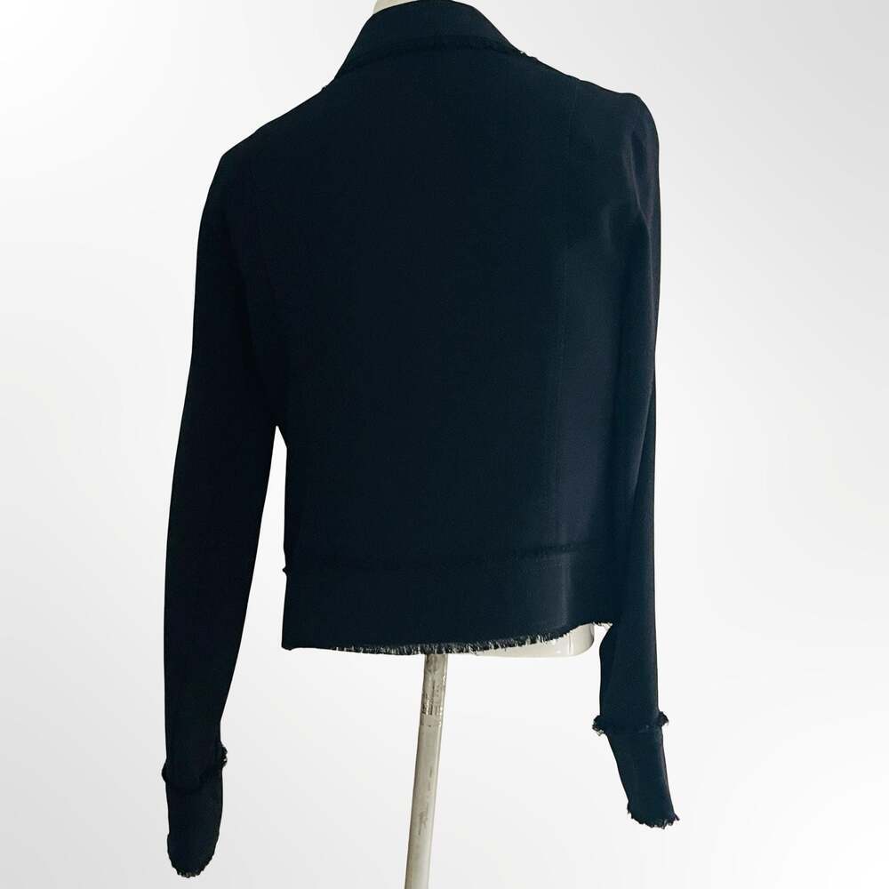Leith Women's Raw Edge Crepe Asymmetrical Moto Jacket, Black, Size XS