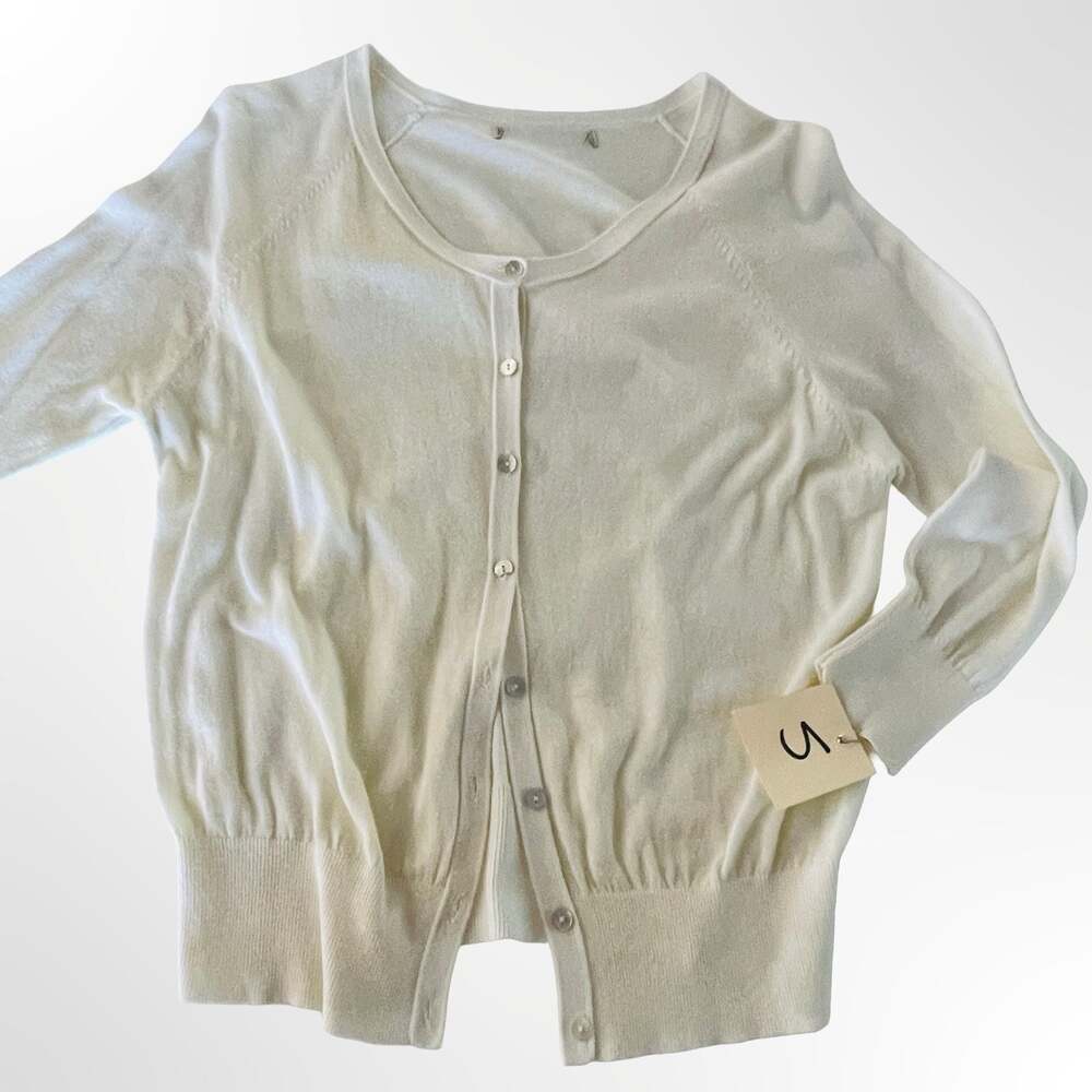 J.Crew Classic Ivory Button-Front Cardigan Sweater