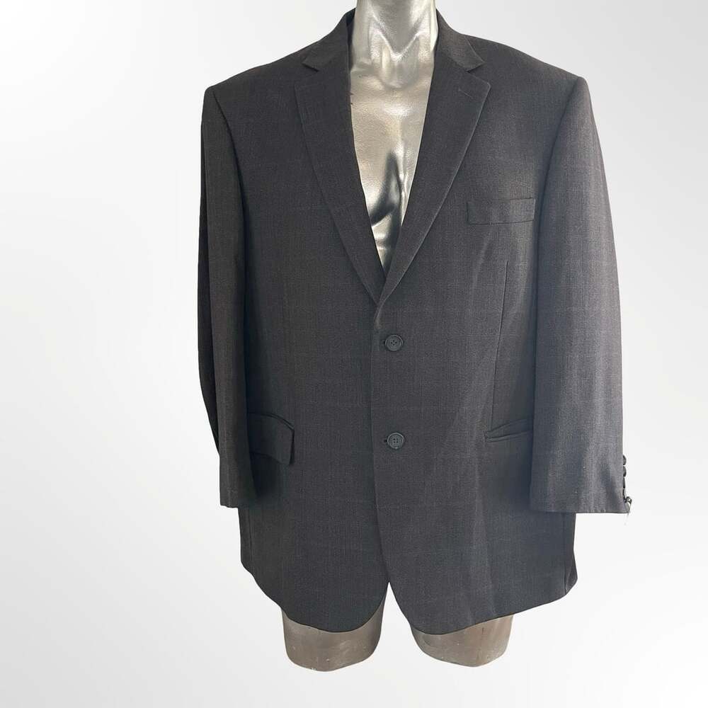 Pronto Uomo Platinum Charcoal Grey Herringbone Two Button Sport Coat Blazer XXL