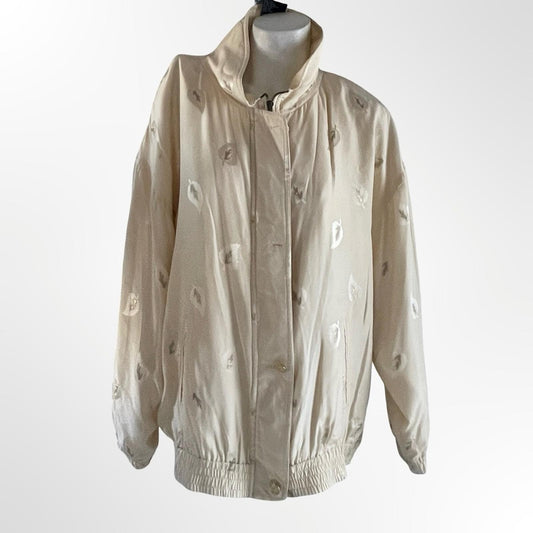 Elegant Cream Silk Women's Jacket in Large