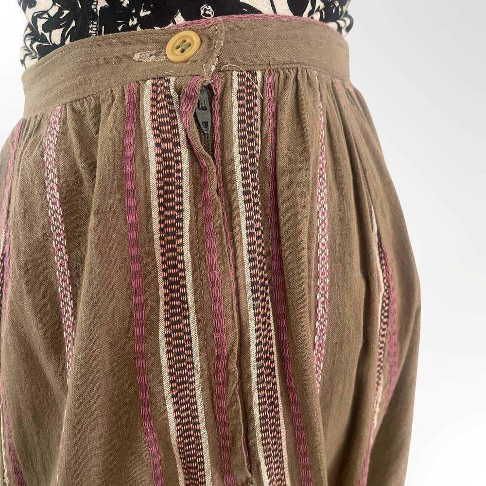 Sottana by David Lohman Vintage Brown Striped Cotton Midi Skirt