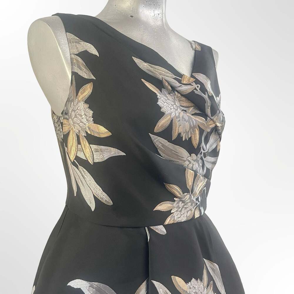 Adrianna Papell Women's Sleeveless Floral Jacquard High-Low Cocktail Dress