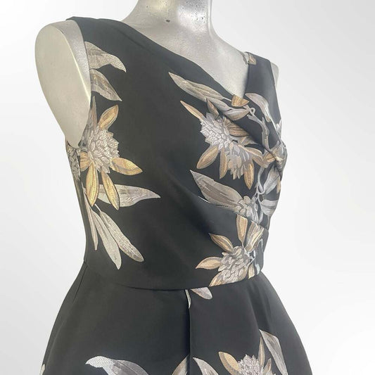 Adrianna Papell Women's Sleeveless Floral Jacquard High-Low Cocktail Dress