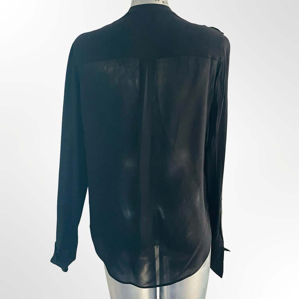 Belstaff Women's Black Silk Long Sleeve Blouse with Brass Stud Embellishments