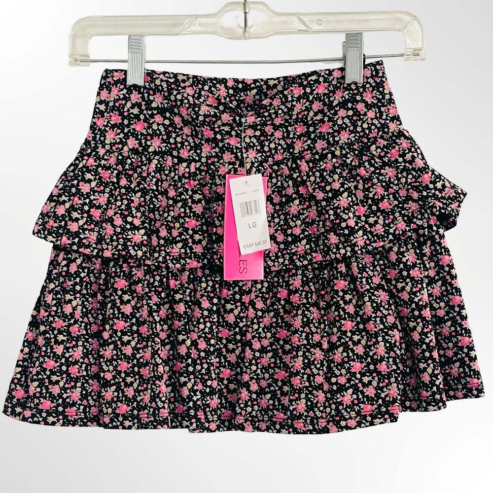 With Jules Women's Floral Print Tiered Mini Skirt