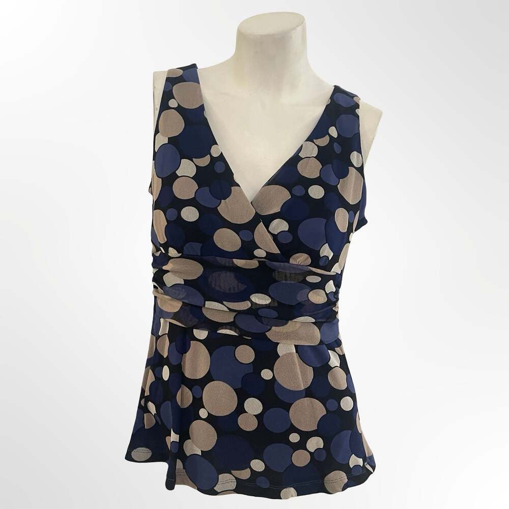 I.N.C. International Concepts Sleeveless Ruched Polka Dot Blouse