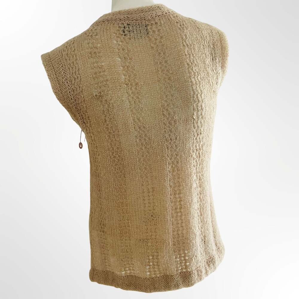 Vintage Joan Leslie by Kasper Knit Sleeveless Cardigan Vest Sweater Beige