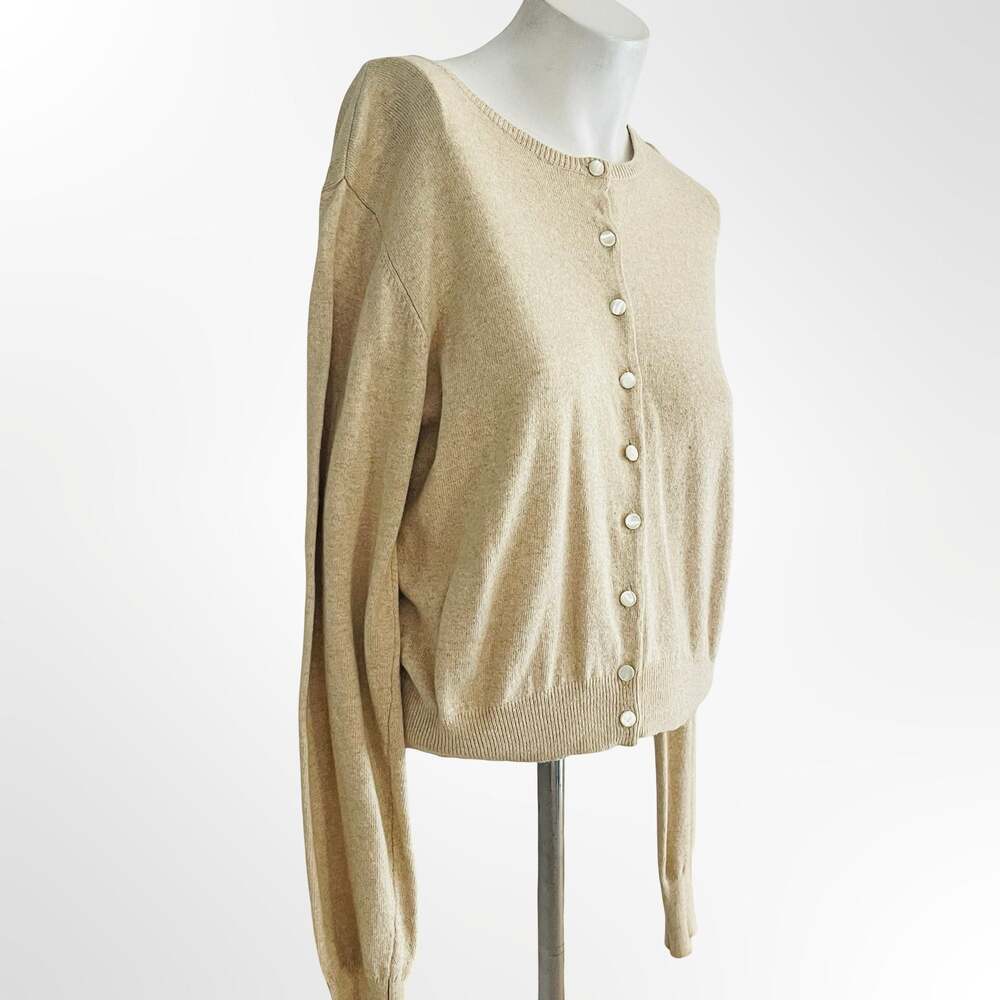 Banana Republic Beige Blend Button Front Crew Neck Cardigan Size L