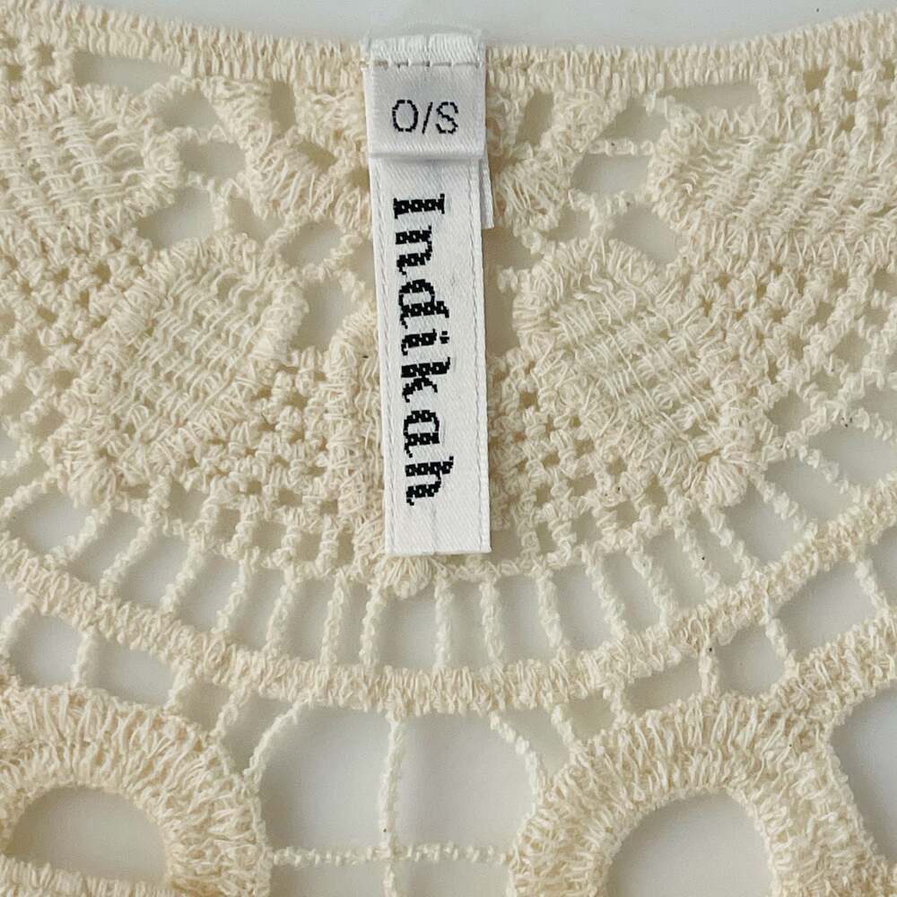 Indikah Cream White Boho Crochet Lace One Size Tunic Blouse