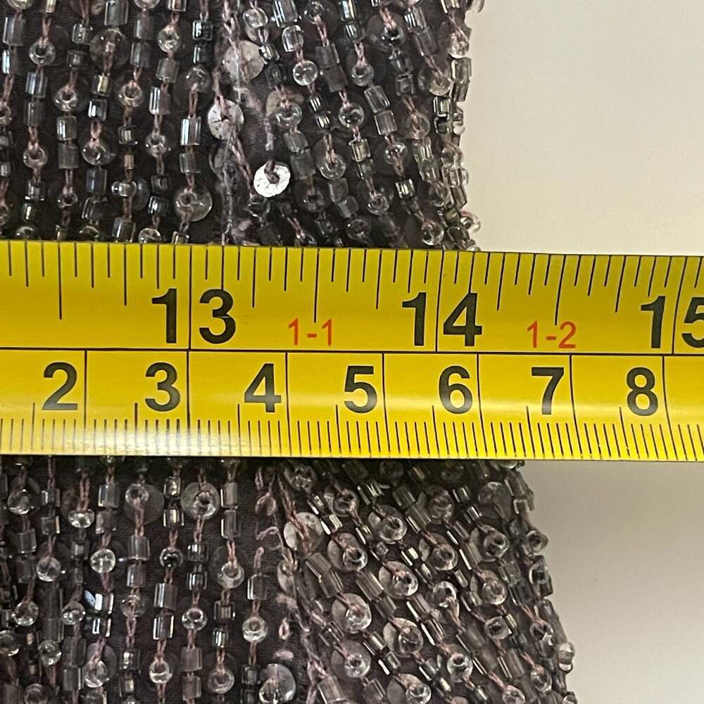Vintage Vera Wang Mock Neck Beaded Metallic Mesh Long Sleeve Evening Gown