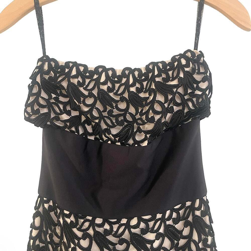 Hervé Léger Marielle Black and Ivory Spaghetti Strap Gown