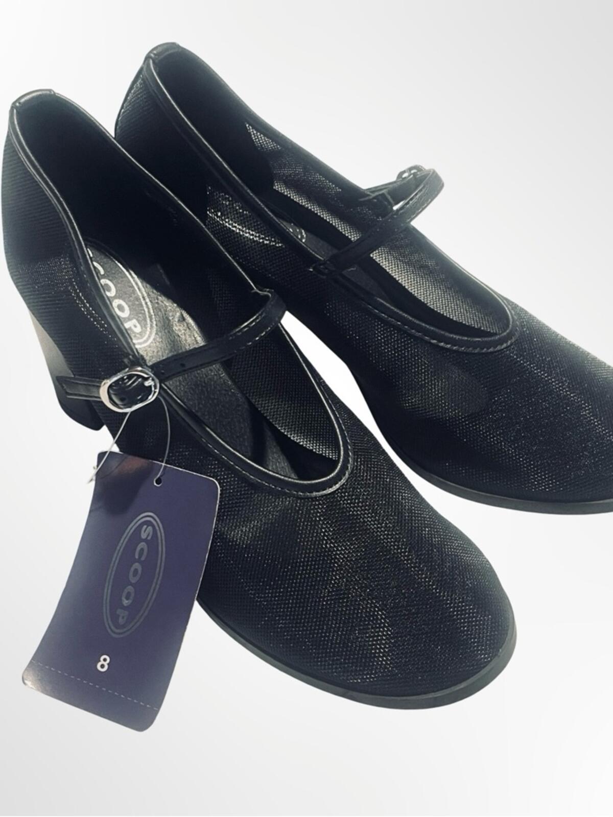 Scoop Black Mary Jane Block Heel Pumps Women's in size 8 NWT