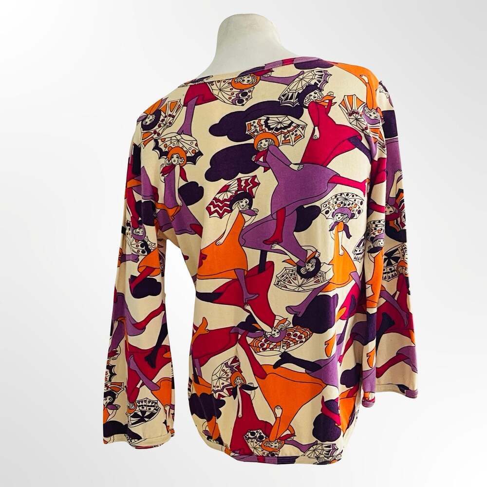 Vintage 1970s Starlight Trading Inc. Abstract Figure Print  Henley Top Size L