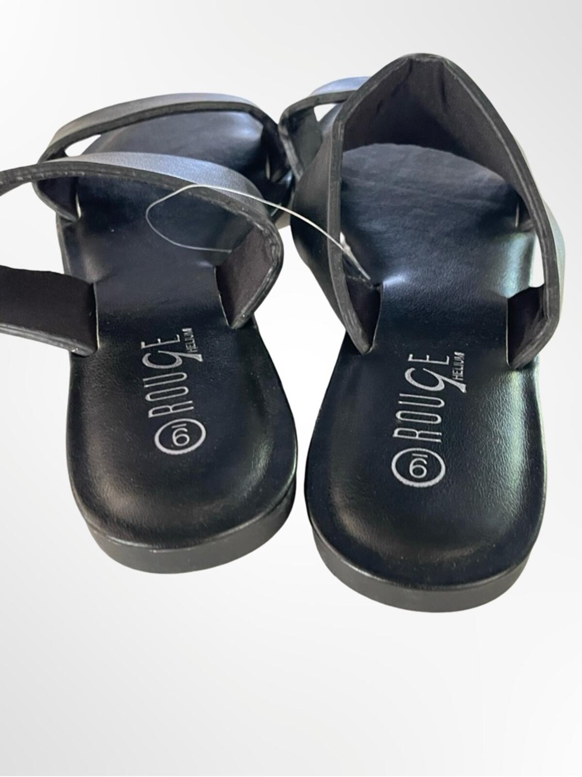 Rouge Helium Black Double Band Slide Sandals for Women NWT