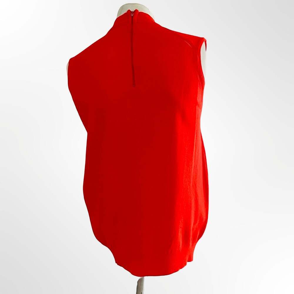 Vintage Red Sleeveless Mock Neck Knit Top with Back Zipper