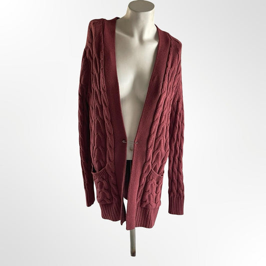 St. John's Bay Textured Knit Cardigan in Deep Red in size S
