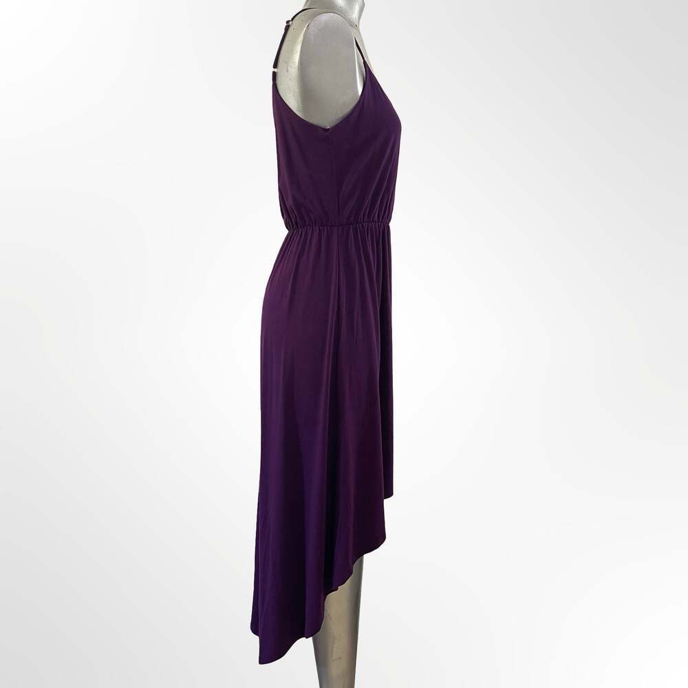 Color Thread Women's Purple Spaghetti Strap High-Low Casual Dress