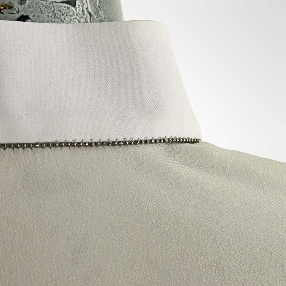 Brunello Cucinelli Women's 100% Silk Two-Tone Blouse with Monili Beaded Collar D