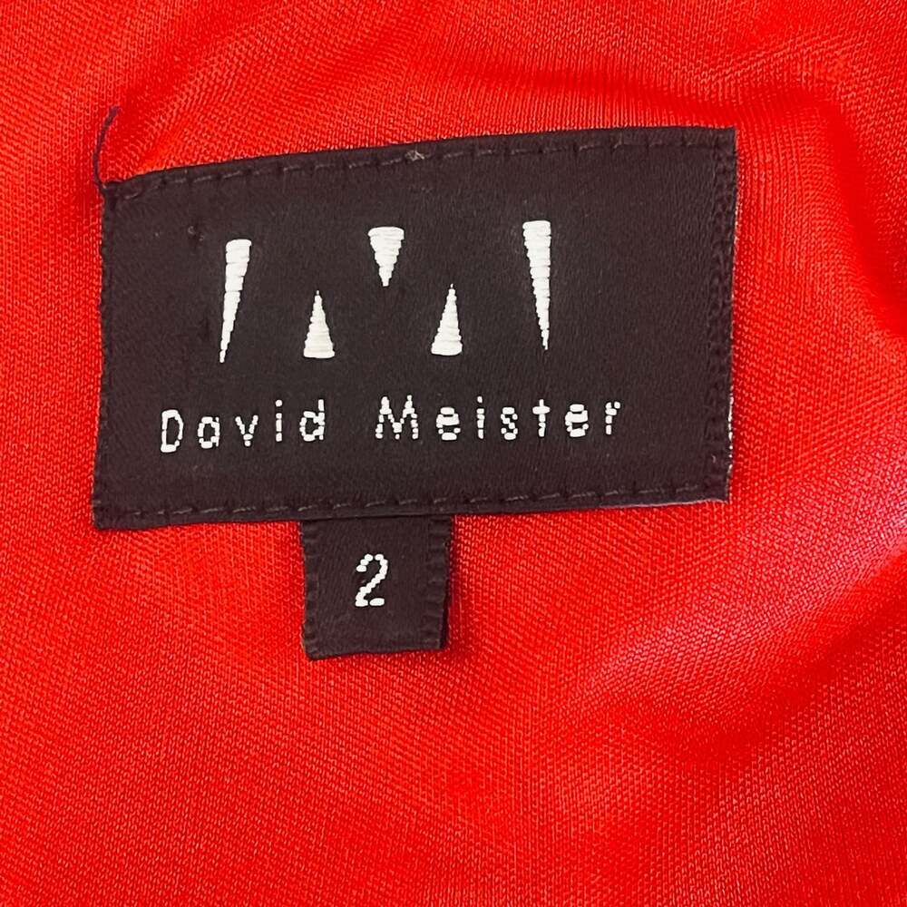 David Meister Red Mock Neck Sleeveless Sheath Gown