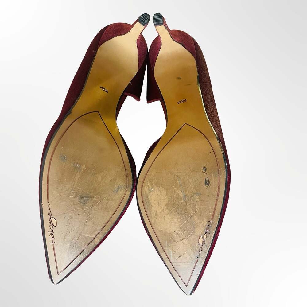 Halogen Burgundy Hair-On Calf Leather Pointed Toe D'Orsay Pumps