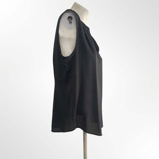 Ann Taylor Black Polka Dot Sleeveless V-Neck Blouse