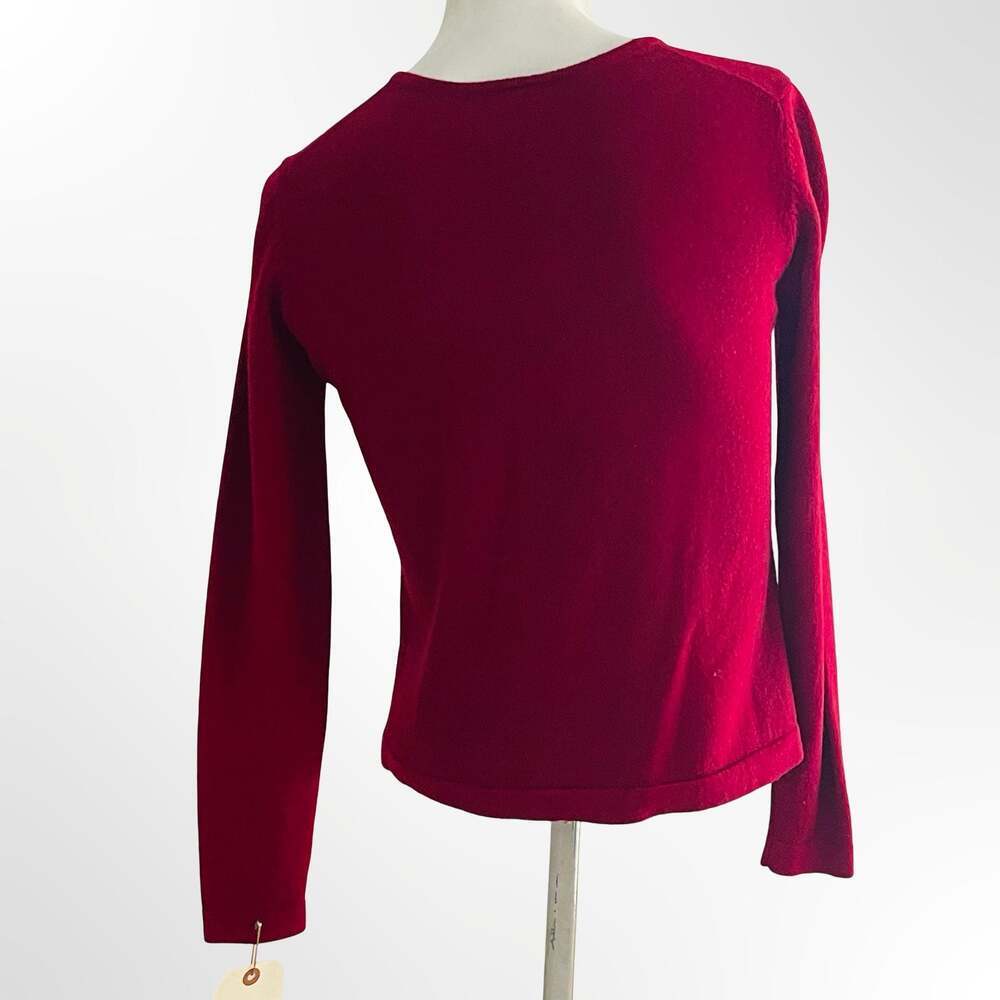 Red Crew Neck Long Sleeve Button Front Knit Cardigan Sweater