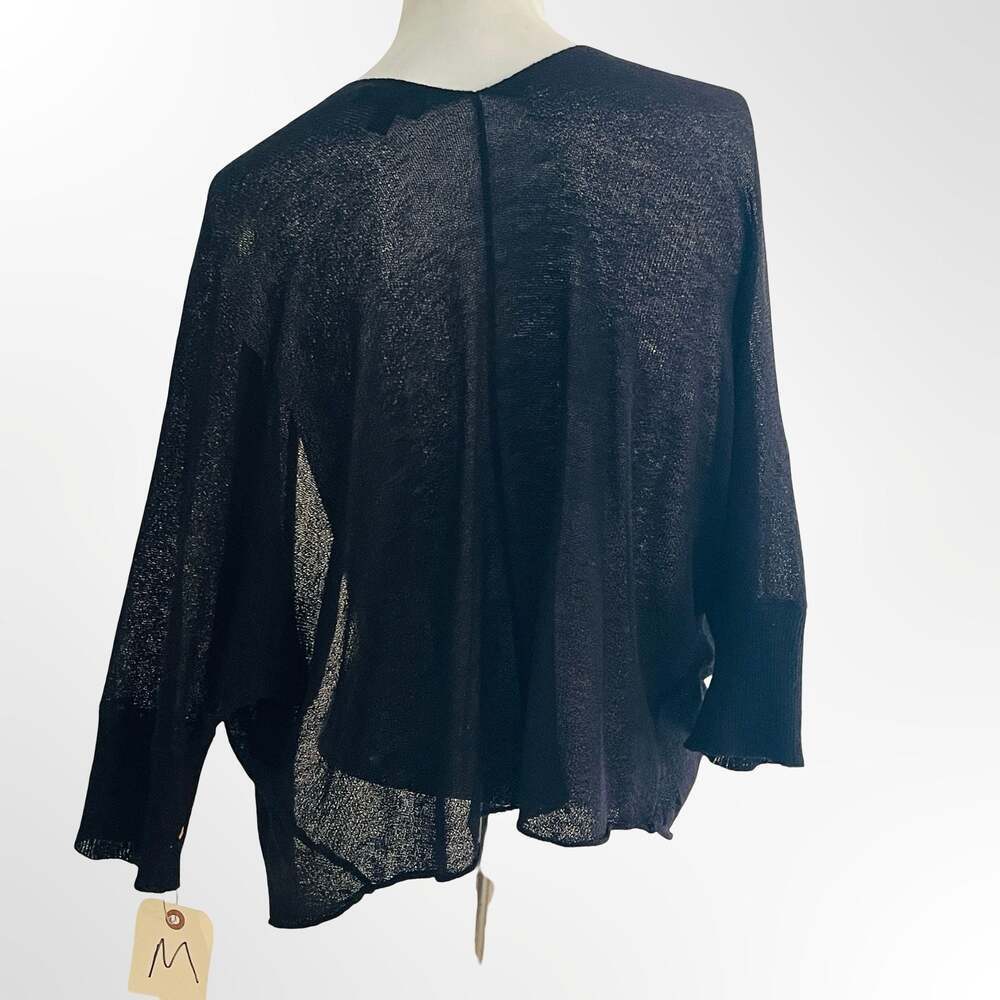 Black Open Front 3/4 Sleeve Knit Cardigan Shrug Size M