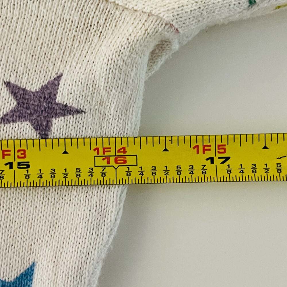 SayWhat Colorful Star Print Cotton Knit Hoodie Sweater Size S